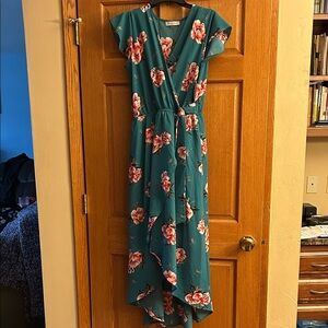 NWT Dream of Me Floral Teal Wrap Dress - XL